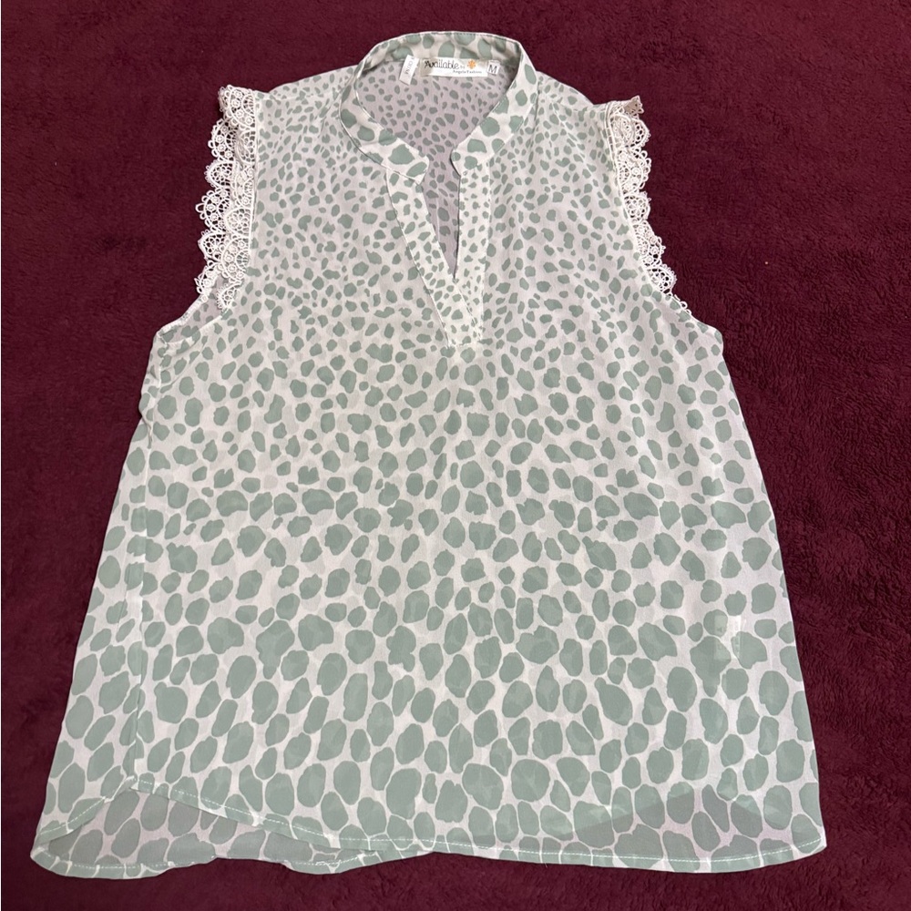 Women’s Size Medium Sleeveless Blouse. Available by Angela Fashion. Sage Green